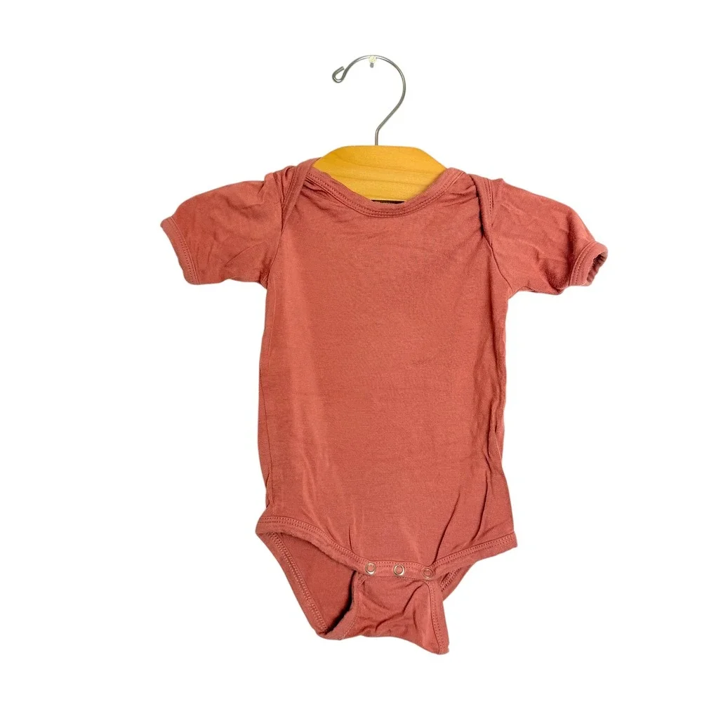 Grace Quinn Bamboo Bodysuit Terracotta Clay Short Sleeve Baby 3-6 Months